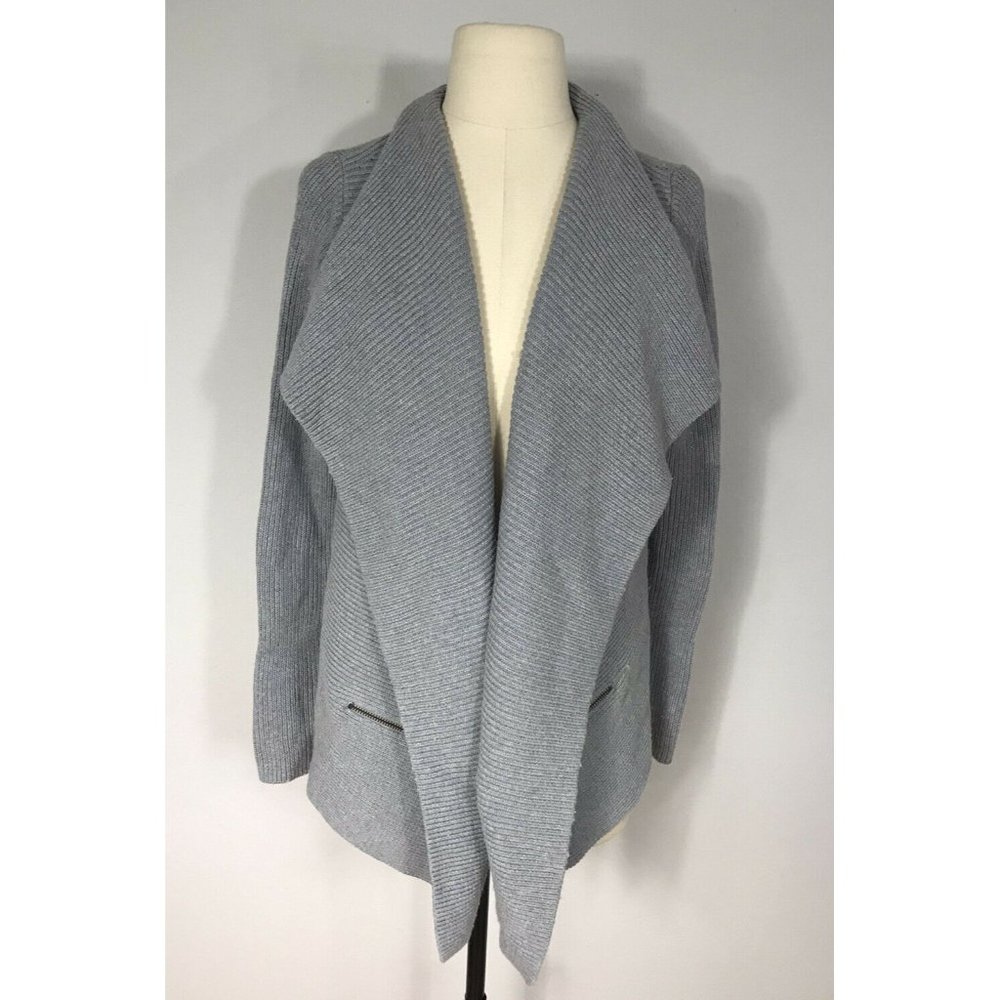 Boden Gray Zip Pockets Cotton Wool Blend Open Front Cardigan Sweater Women’s S